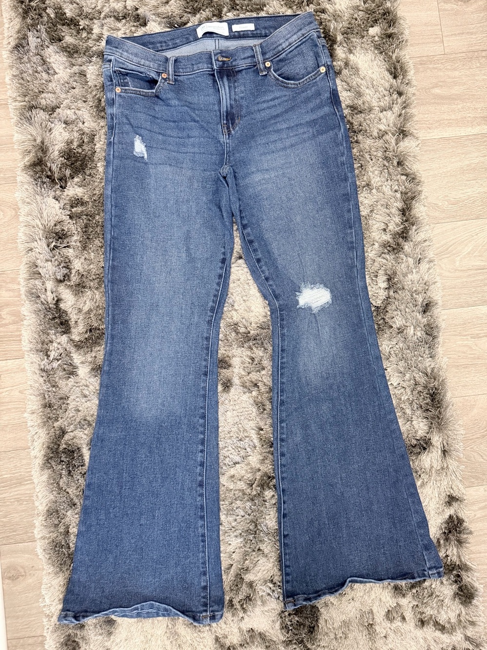 Celebrity Pink Mid-Rise Distressed Flare Jeans - Blue